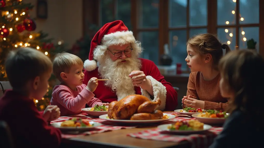 AI generated magical Christmas night scene with Santa Claus and festive decorations - holiday AI artwork by AI Image Agent